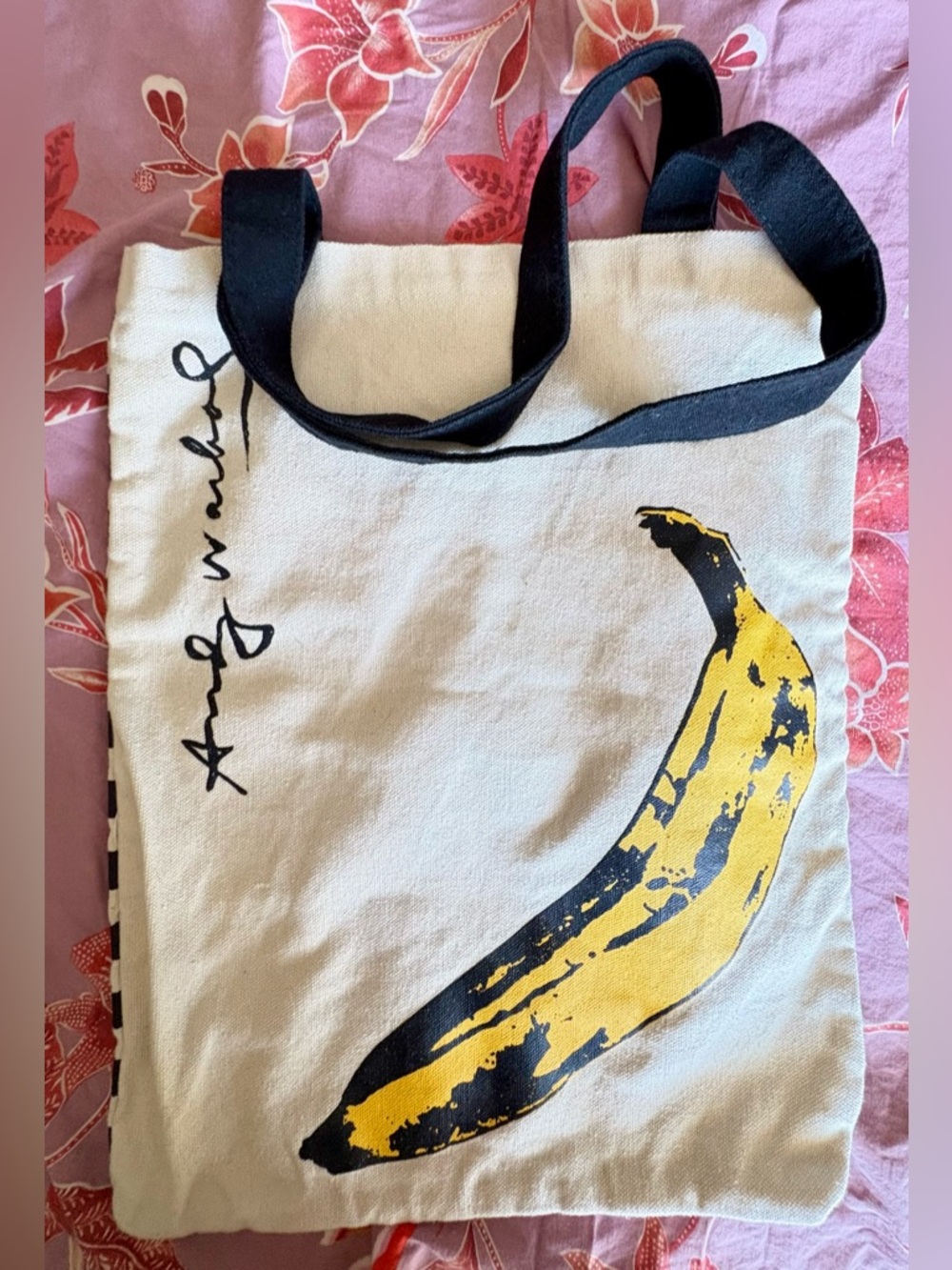 Andy Warhol Banana Canvas Tote Bag in Yellow and Black Striped